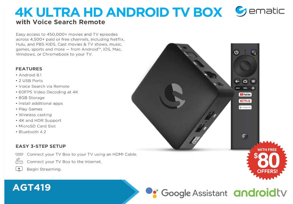 Ematic 4K Ultra HD Android TV Box