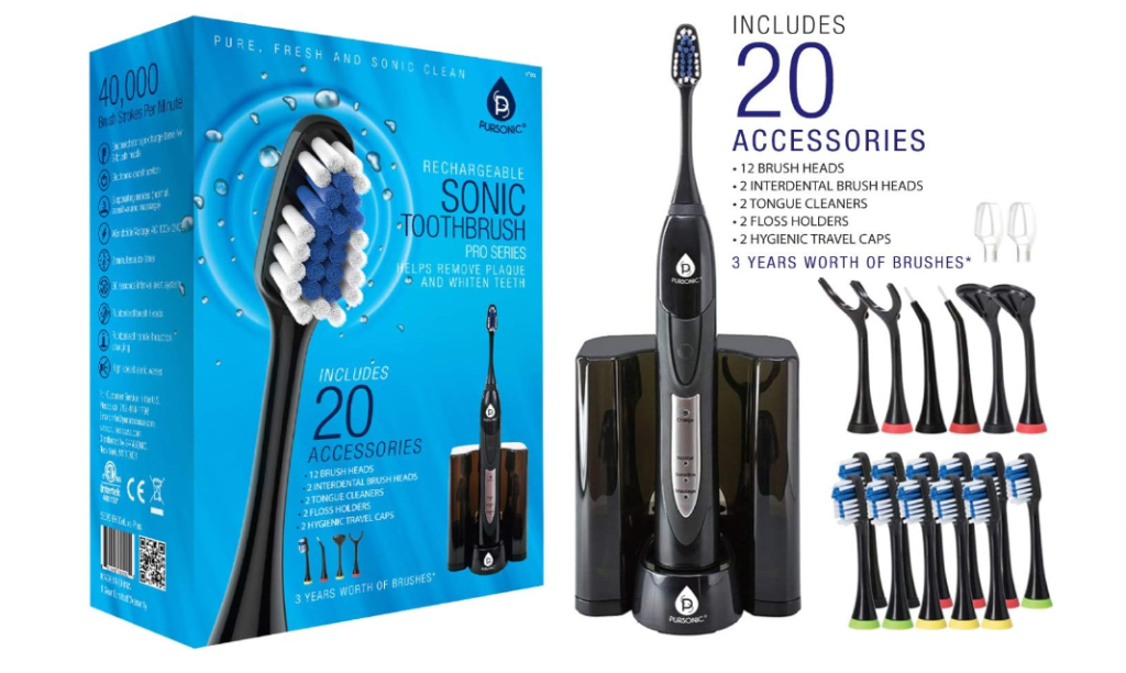 PURSONIC S520 Black Ultra High Powered Sonic Electric Toothbrush